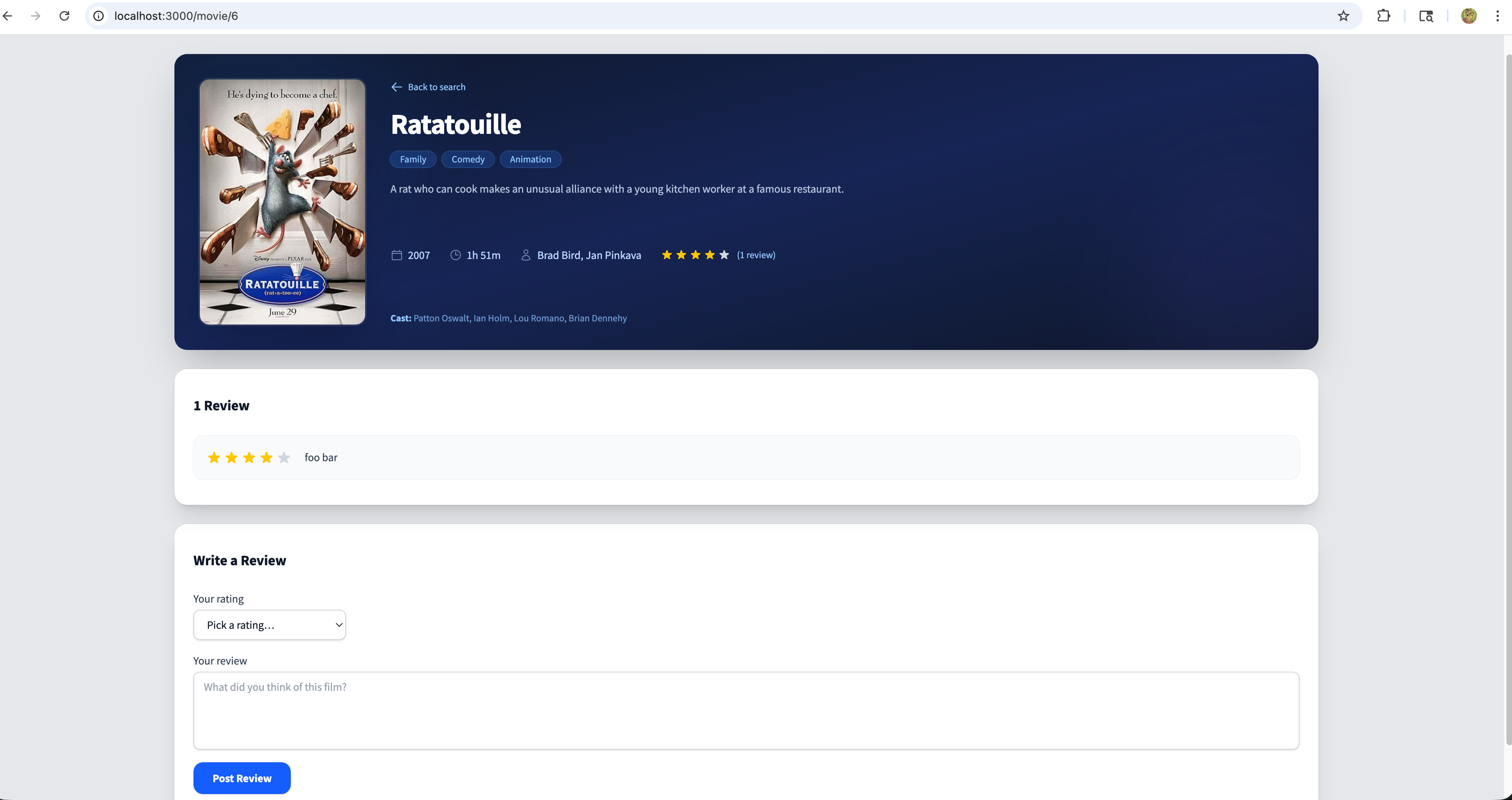 Full-Stack-GraphQL-React-Movie-rating-app screenshot